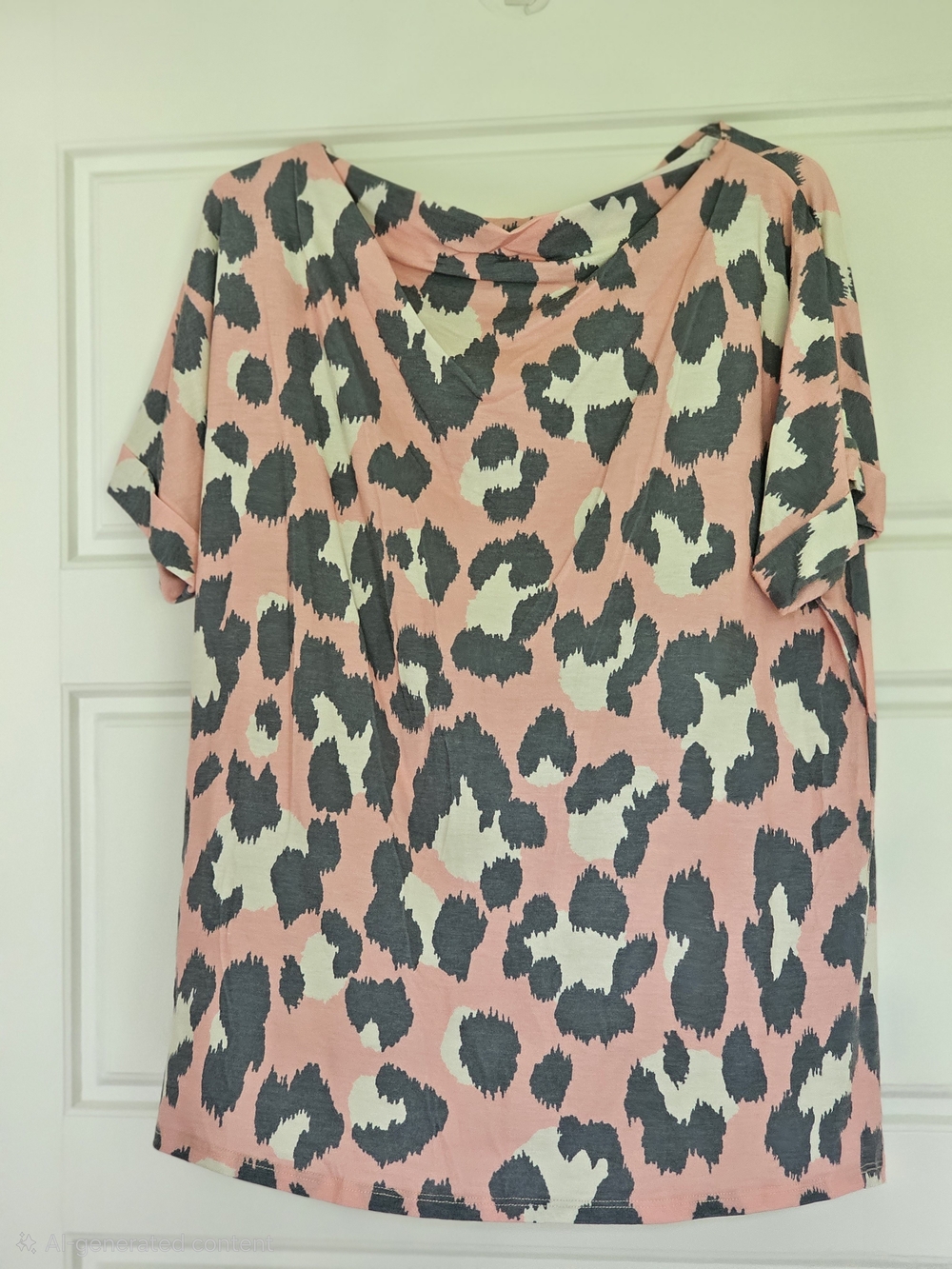 Women’s Pink Leopard Print Short Sleeve Top
